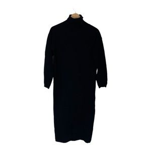 8 BY YOOX Black Long Sleeve Midi Knit Dress Size‎ S/M